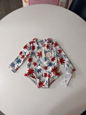 Carter's Just One You Baby Girls Long Sleeve Floral One-Piece Rashguard Swimsuit
